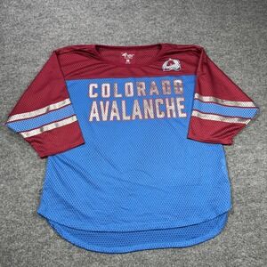 Colorado Avalanche 4Her by Carl Banks Jersey Womens 2XL Blue Red Glitter NHL